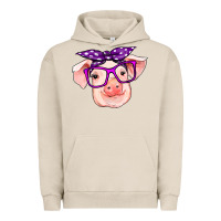 Pigment French Oak pig with bandana Urban Hoodie - RanaPortraitStore