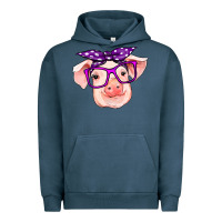 Pigment Midnight Navy pig with bandana Urban Hoodie - RanaPortraitStore