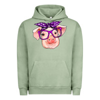 Pigment Oil Green pig with bandana Urban Hoodie - RanaPortraitStore