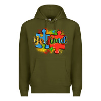Army Green be kind autism Premium Hoodie - LillyAllenDesigns