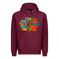 Burgundy be kind autism Premium Hoodie - LillyAllenDesigns
