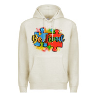 Oatmeal Heather be kind autism Premium Hoodie - LillyAllenDesigns