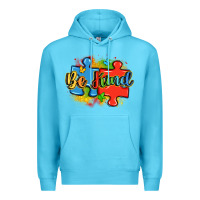 Ocean Blue be kind autism Premium Hoodie - LillyAllenDesigns