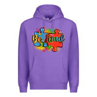 Purple be kind autism Premium Hoodie - LillyAllenDesigns
