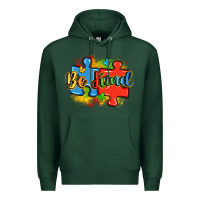 Sports Green be kind autism Premium Hoodie - LillyAllenDesigns