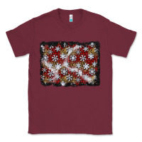 Burgundy christmas snow crystals background Classic Tee - BundleAndBundleShop