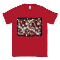 Red christmas snow crystals background Classic Tee - BundleAndBundleShop
