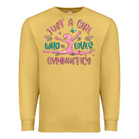 Antique Gold just a girl who loves gymnastics Premium Sweatshirt - MaliasSmallBusiness