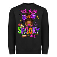 Black Thick Thighs Spooky Vibes Heavyweight Sweatshirt - texasbilliewilder