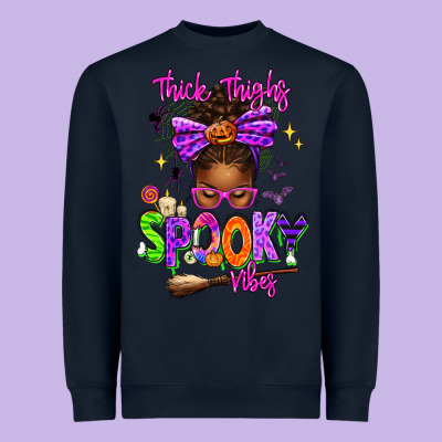 Thick Thighs Spooky Vibes Heavyweight Sweatshirt Designed By Texasbilliewilder
