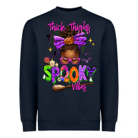 Navy Thick Thighs Spooky Vibes Heavyweight Sweatshirt - texasbilliewilder