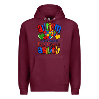 Burgundy autism is not a disability it's a different abilit Premium Hoodie - LillyAllenDesigns