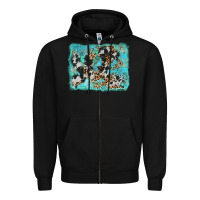 Black turquoise cowhide leopard background Zipper Hoodie - AdoDesignShop