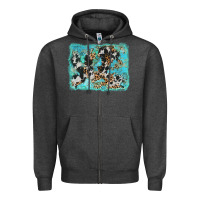 Charcoal Heather turquoise cowhide leopard background Zipper Hoodie - AdoDesignShop