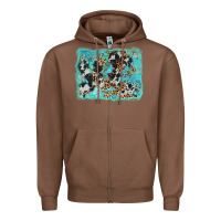 Chestnut turquoise cowhide leopard background Zipper Hoodie - AdoDesignShop
