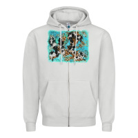 Dove Grey turquoise cowhide leopard background Zipper Hoodie - AdoDesignShop