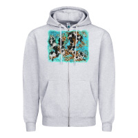 Turquoise Cowhide Leopard Background Zipper Hoodie | Teevron