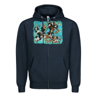 Navy turquoise cowhide leopard background Zipper Hoodie - AdoDesignShop