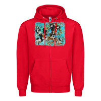 Red turquoise cowhide leopard background Zipper Hoodie - AdoDesignShop