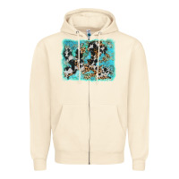 Sandshell turquoise cowhide leopard background Zipper Hoodie - AdoDesignShop