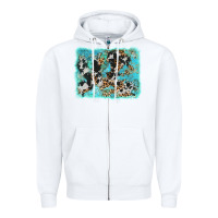 White turquoise cowhide leopard background Zipper Hoodie - AdoDesignShop