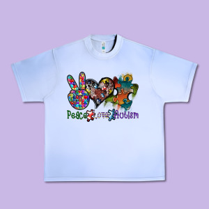 Peace Love Autism Urban Heavy Tee Designed By Sublimationcraftshop