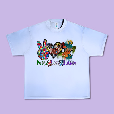 Peace Love Autism Urban Heavy Tee Designed By Sublimationcraftshop