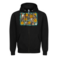 Black cow skull sunflower background Zipper Hoodie - AdoDesignShop