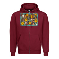 Burgundy cow skull sunflower background Zipper Hoodie - AdoDesignShop