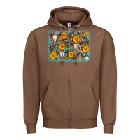 Chestnut cow skull sunflower background Zipper Hoodie - AdoDesignShop