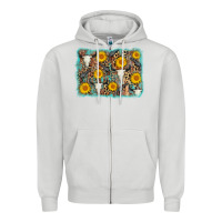 Dove Grey cow skull sunflower background Zipper Hoodie - AdoDesignShop