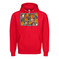 Red cow skull sunflower background Zipper Hoodie - AdoDesignShop