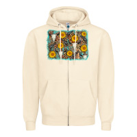 Sandshell cow skull sunflower background Zipper Hoodie - AdoDesignShop