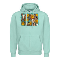 Seafoam cow skull sunflower background Zipper Hoodie - AdoDesignShop