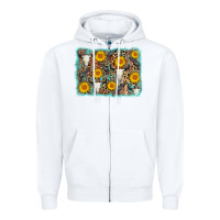 Cow Skull Sunflower Background Zipper Hoodie | Teevron