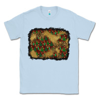 Dusty Blue christmas trees and leopard background Classic Tee - BundleAndBundleShop