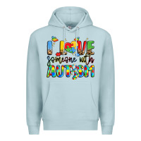 Blue Mist i love someone with autism Premium Hoodie - LillyAllenDesigns
