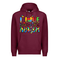 Burgundy i love someone with autism Premium Hoodie - LillyAllenDesigns