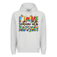 Dove Grey i love someone with autism Premium Hoodie - LillyAllenDesigns