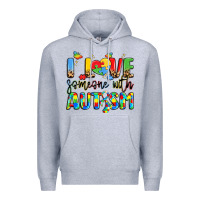 Heather Grey i love someone with autism Premium Hoodie - LillyAllenDesigns