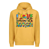 Mustard i love someone with autism Premium Hoodie - LillyAllenDesigns