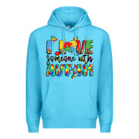Ocean Blue i love someone with autism Premium Hoodie - LillyAllenDesigns