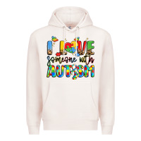 Pale Pink i love someone with autism Premium Hoodie - LillyAllenDesigns