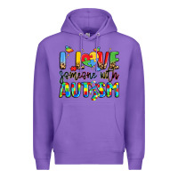 Purple i love someone with autism Premium Hoodie - LillyAllenDesigns