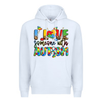 White i love someone with autism Premium Hoodie - LillyAllenDesigns