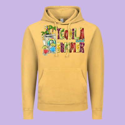 Tequila And Summer Vintage Hoodie Designed By Texasbilliewilder