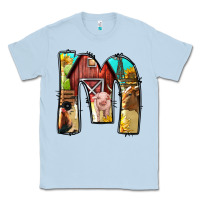 Dusty Blue farm life alphabet lowercase letters m Classic Tee - BundleAndBundleShop