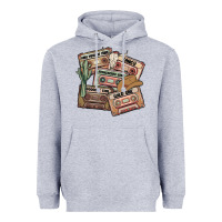 Heather Grey 90s country cassette tapes Heavyweight Hoodie - MaliasSmallBusiness
