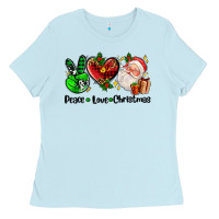 Baby Blue peace love  christmas Ladies Tee - AdoDesignShop