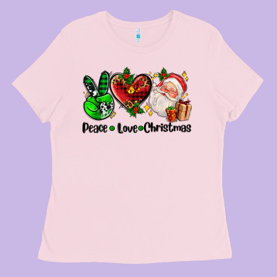 Peace Love  Christmas Ladies Tee Designed By Adodesignshop
